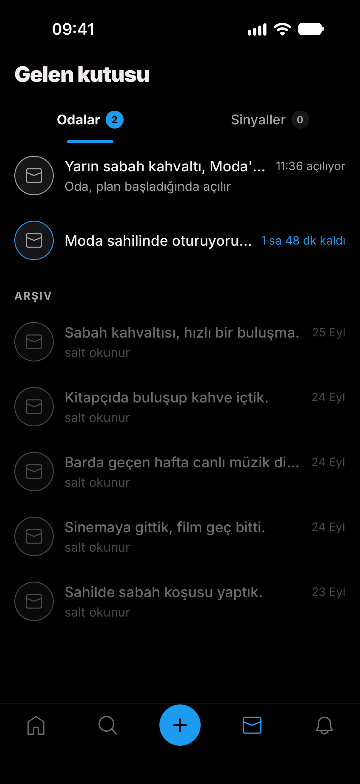 Yaklaşan, devam eden ve arşivlenmiş planların sohbet odaları.